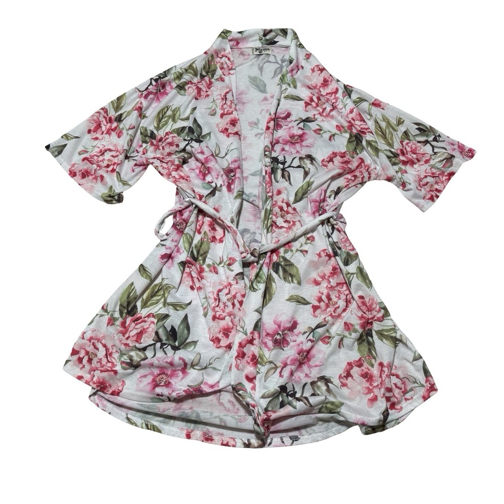 Show Me Your Mumu Women's Kimono Robe Garden of Blooms White Pink Bridal O/S